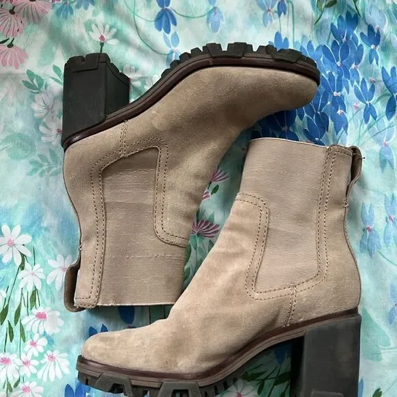 Rag & Bone Shiloh Mid Chelsea Suede Taupe Boots - 39.5 - Picture 12 of 17